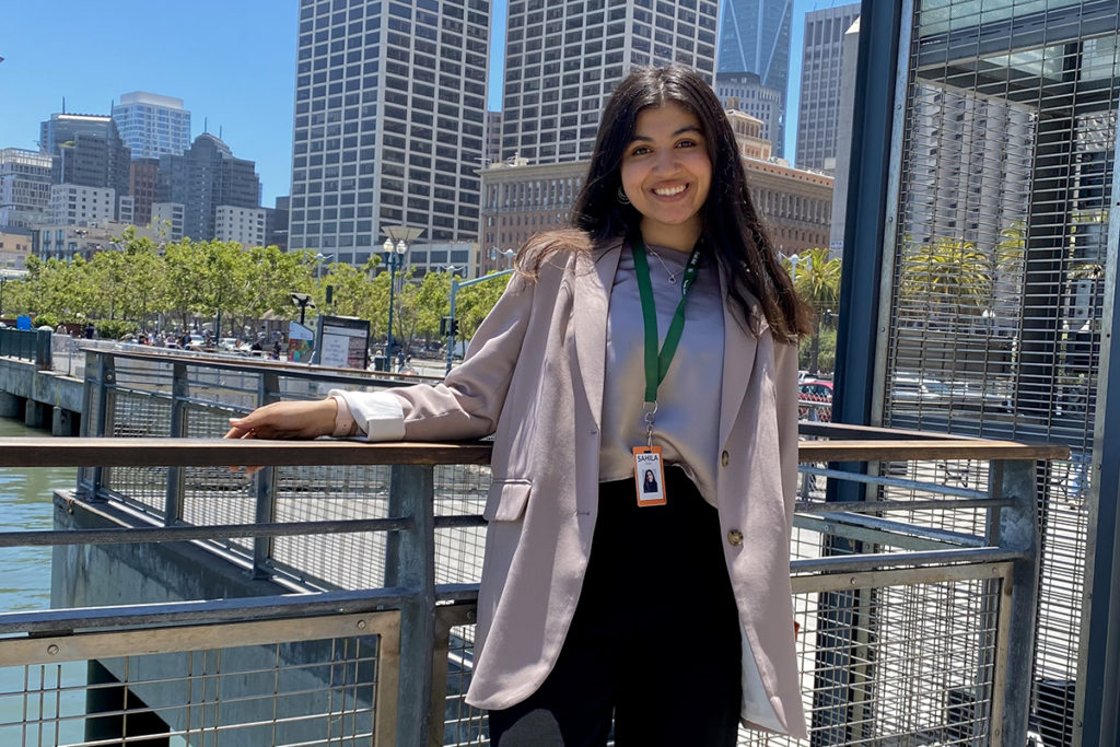 University of the Pacific marketing major Sahila Shah at her internship in San Francisco